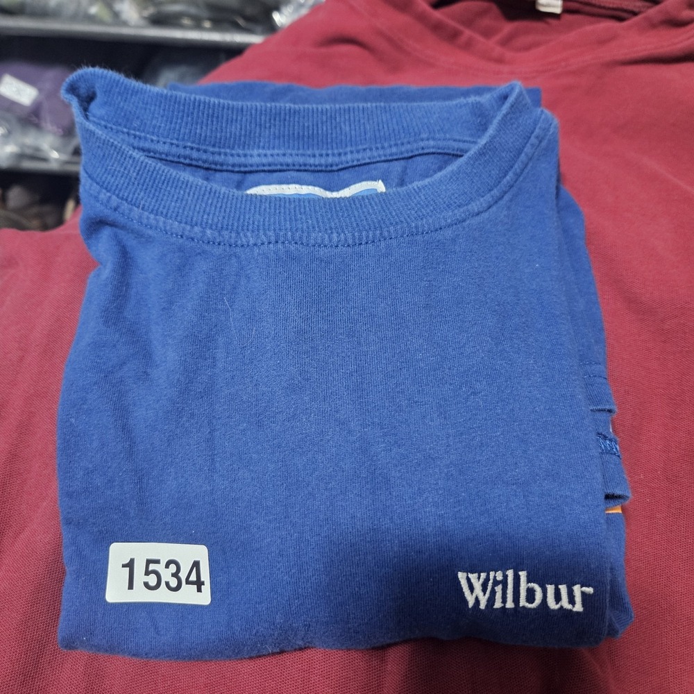 Vintage Wilbur Soot T-Shirt Medium Men Blue Rainbow Stripe Long Sleeve Crew Neck - Picture 8 of 8